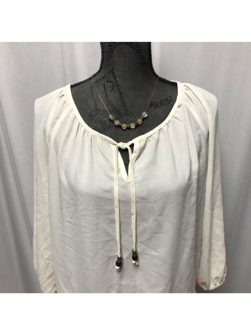 Jolt Peasant Top Womens Size Large White Coral Pink Embroidered Shirt - Picture 2 of 7